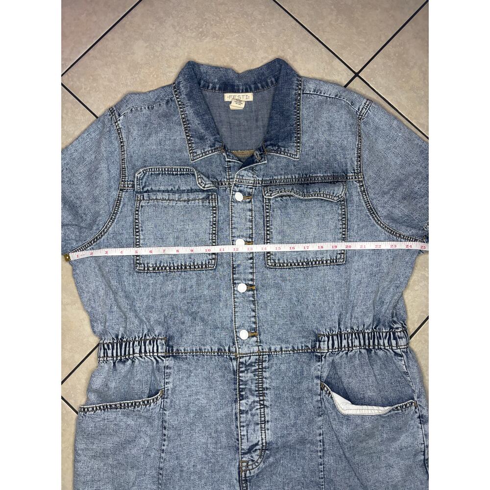 Torrid Festi Denim Jean Denim Romper Blue Ruched Waist Women's Sz 2X - Picture 4 of 6